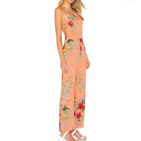 SUPER DOWN Sara Open Back Floral Jumpsuit Size: L - Picture 3 of 4